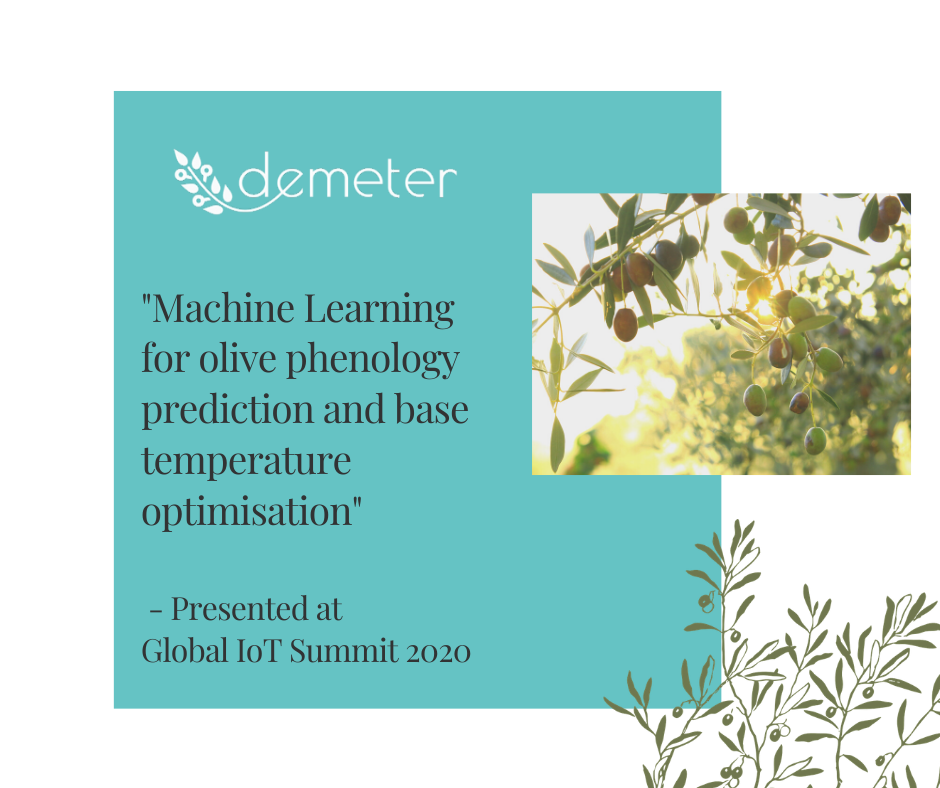 DEMETER paper on Machine Learning for olive phenology prediction presented at GIOTS.